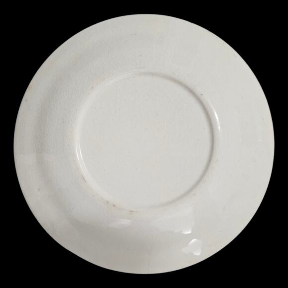 Antique Gold Floral Transferware Saucer Plate 6" White Ironstone Look - Picture 3 of 4